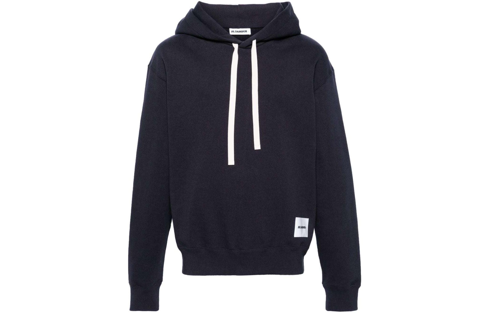 Order JIL SANDER SS24 Biru Tua Logo Patch Hoodie Pullover. J47GU0105J20039-BLUE