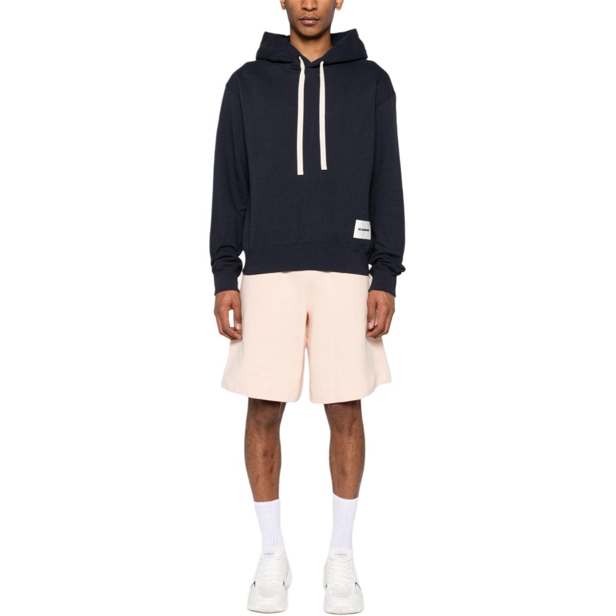 Lookbook JIL SANDER SS24 Biru Tua Logo Patch Hoodie Pullover. J47GU0105J20039-BLUE