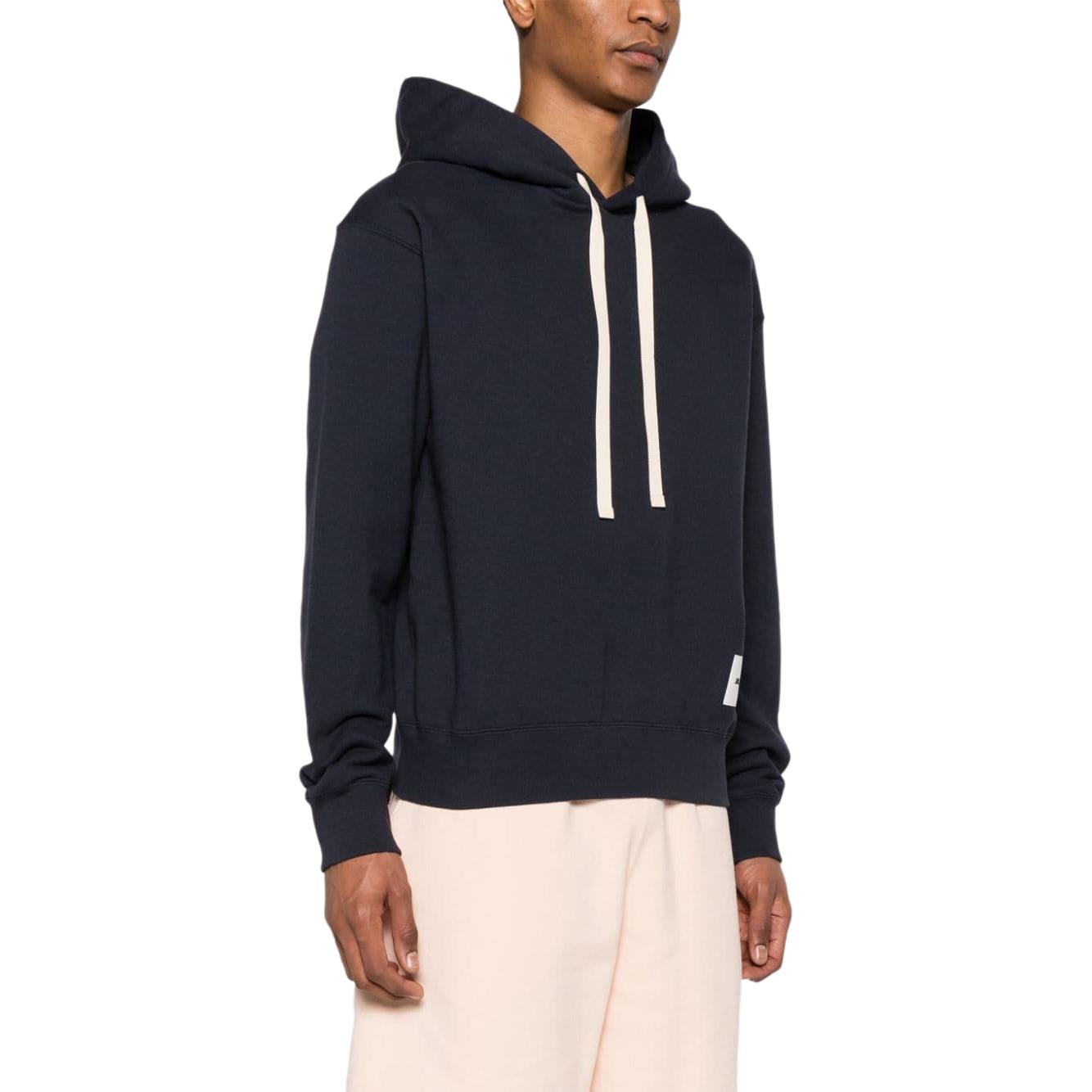 Shop JIL SANDER SS24 Biru Tua Logo Patch Hoodie Pullover. J47GU0105J20039-BLUE