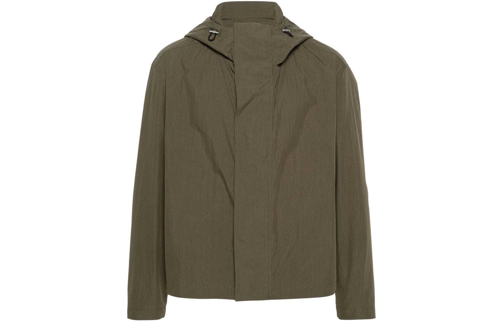 JIL SANDER SS24 Plain Hooded Button-Up Jacket Khaki Green J47BN0150J45215-GREEN