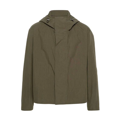 JIL SANDER SS24 Plain Hooded Button-Up Jacket Khaki Green J47BN0150J45215-GREEN