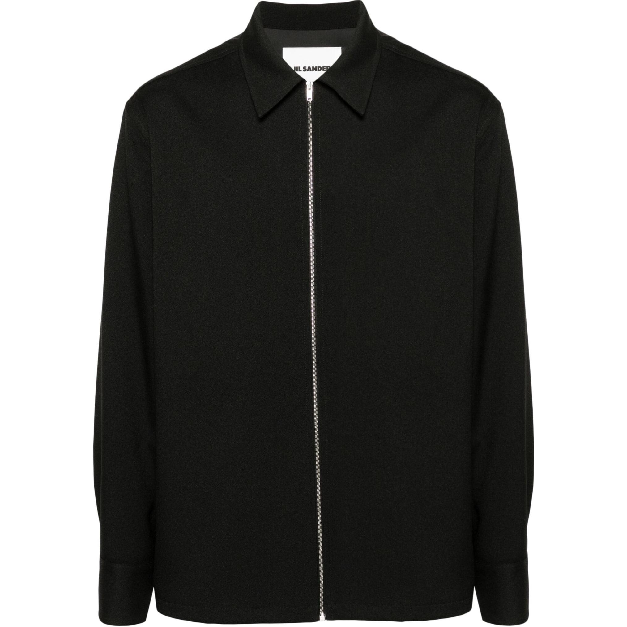 JIL SANDER SS24 Relaxed Fit Zip-Up Black Jacket Long Sleeve Coat J22DL0254J70001-BLACK