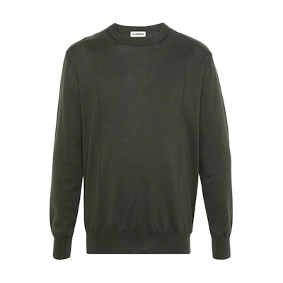 Jil Sander SS24 Solid Color Relaxed Crewneck Pullover Sweatshirt Deep Green Men J21GP0146J15387-GREEN