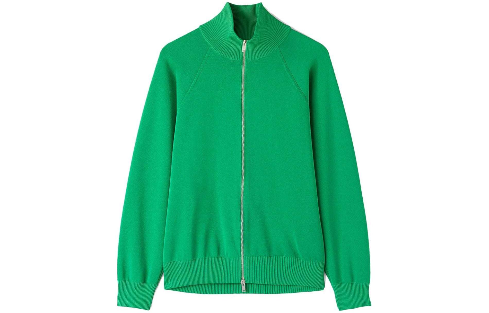 JIL SANDER SS24 Solid Comfort Zip-Up Knit Jacket Bright Green J22HP0021J18305-GREEN