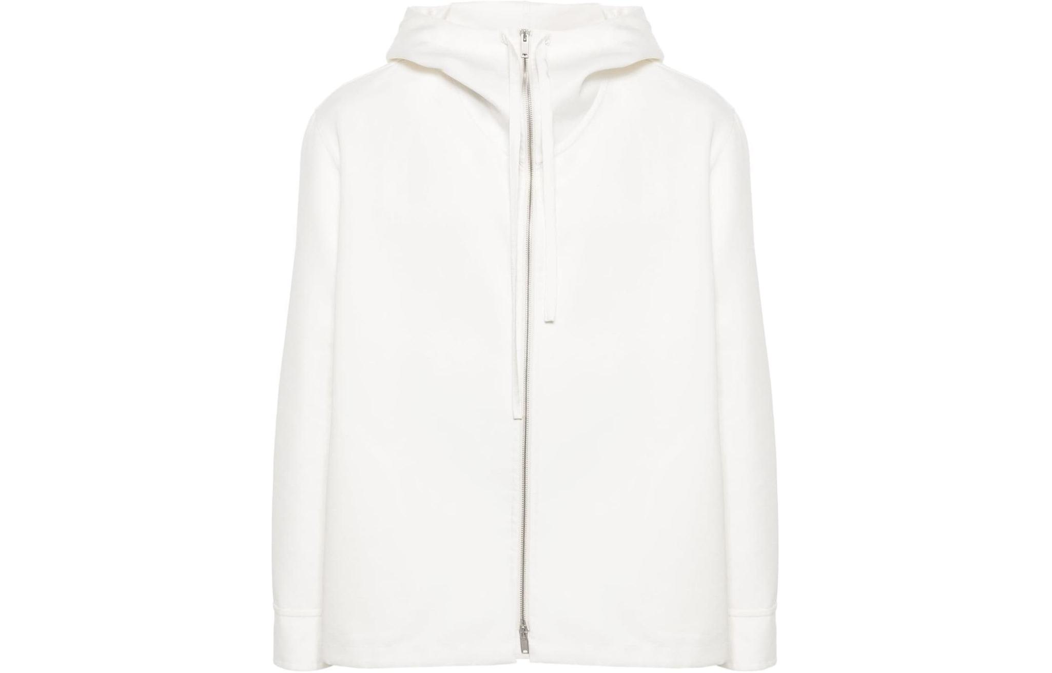 JIL SANDER SS24 White Solid Color Zip-Up Hoodie Jacket J23BN0102J45216-WHITE