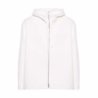 JIL SANDER SS24 White Solid Color Zip-Up Hoodie Jacket J23BN0102J45216-WHITE