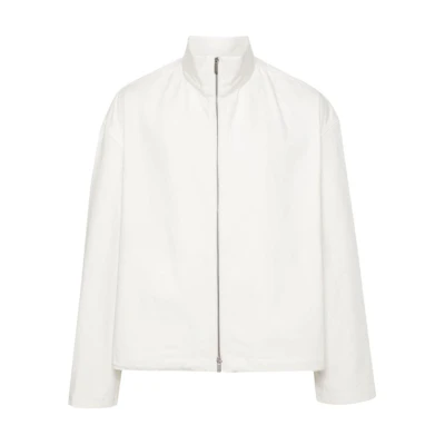 Jil Sander SS24 Zip-Up Stand Collar Jacket in Light Beige J47BN0160J45136-BEIGE