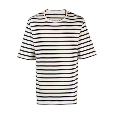 JIL SANDER Striped Crewneck Short Sleeve T-Shirt Men’s Black White J47GC0109J46497-124