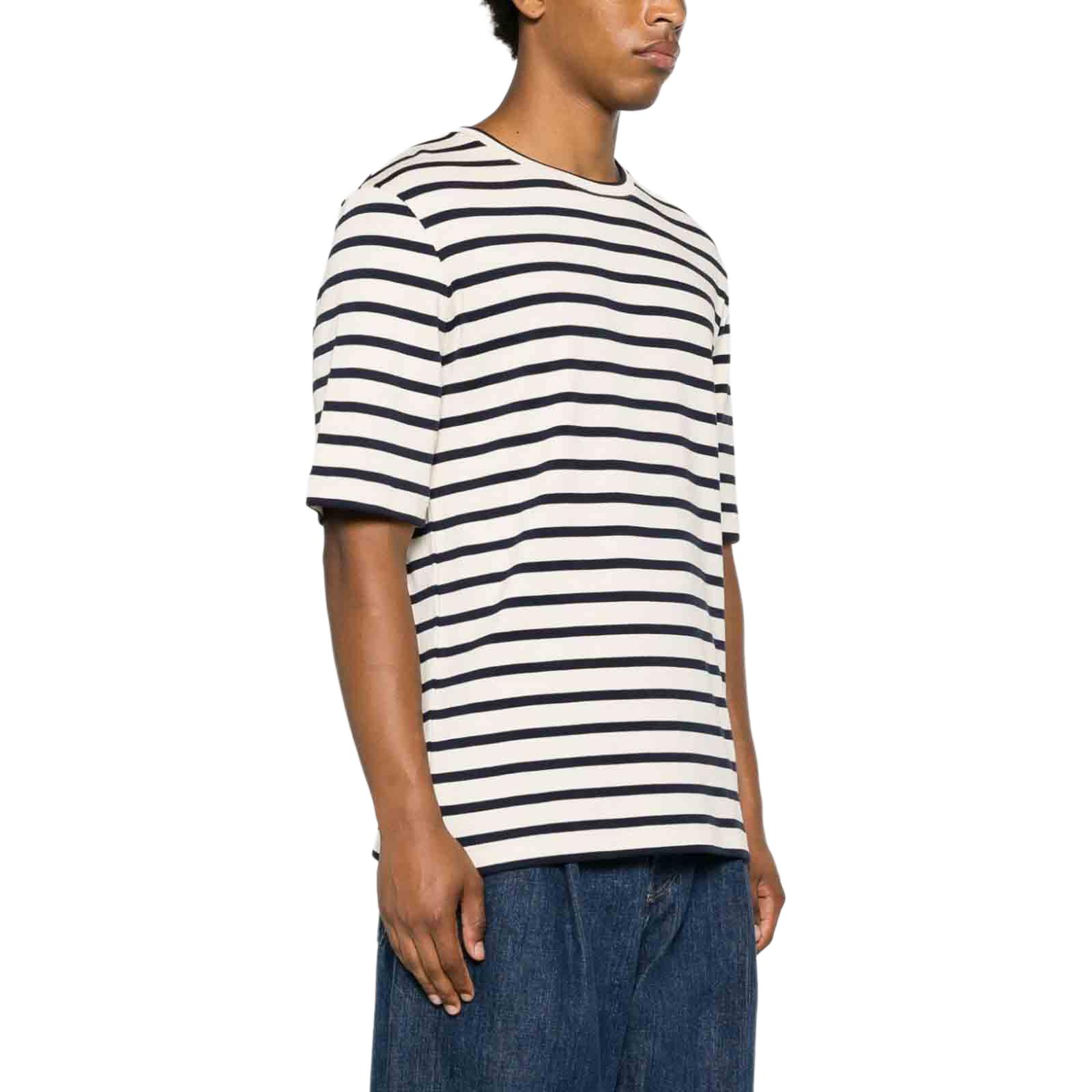 Purchase ジルサンダー ストライプ クルーネック 半袖 Tシャツ メンズ ブラック ホワイト J47GC0109J46497-124