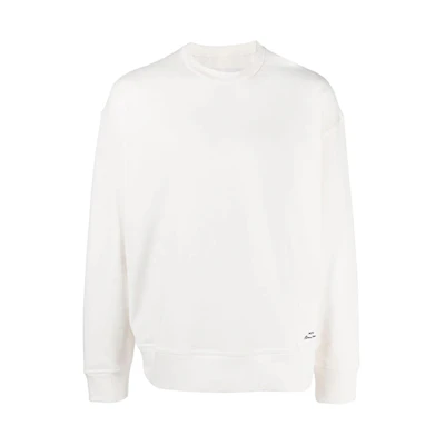 Jil Sander White Crewneck Sweatshirt with Back Print and Tassels. JSMT707057MT248608