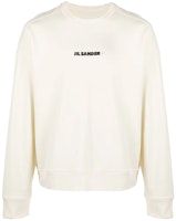 JIL SANDER White Crewneck Sweatshirt with Logo Embroidery. JPUS707532MS248608-102 JIL SANDER White Crewneck Sweatshirt with Logo Embroidery. JPUS707532MS248608-102