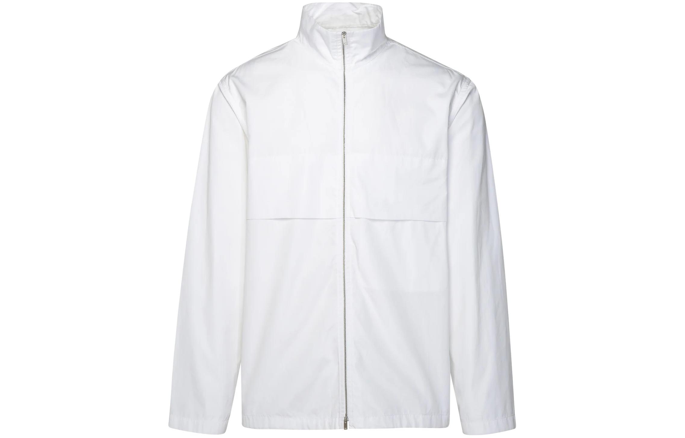 Jil Sander White Solid Stand Collar Zip-Up Fitted Jacket J22BN021-1J45001-100
