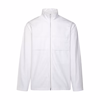 Jil Sander White Solid Stand Collar Zip-Up Fitted Jacket J22BN021-1J45001-100