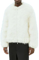 JIL SANDER White Solid Zip-Up Loose Fit Bomber Jacket J21HP0003J14675-106 JIL SANDER White Solid Zip-Up Loose Fit Bomber Jacket J21HP0003J14675-106