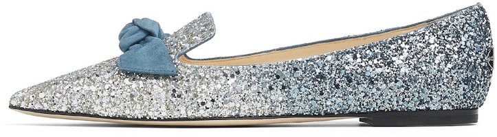 Jimmy Choo 'Silver Flame Glitter Gradient with Dark Blue Pointed Flats' GABIE-FLAT-SILVER/DUSK-BLUE Jimmy Choo 'Silver Flame Glitter Gradient with Dark Blue Pointed Flats' GABIE-FLAT-SILVER/DUSK-BLUE