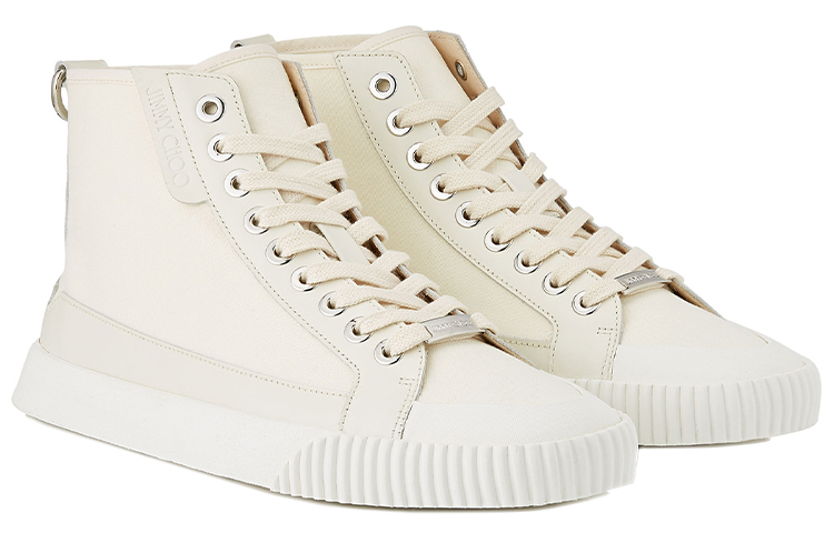 Jimmy Choo Canvas and Leather High-Top Sneakers 'Beige' 圖 2