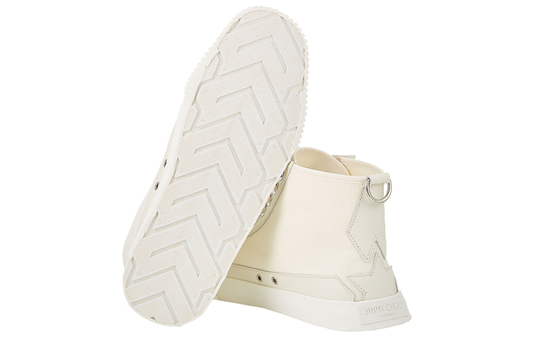 Jimmy Choo Canvas and Leather High-Top Sneakers 'Beige' 圖 4