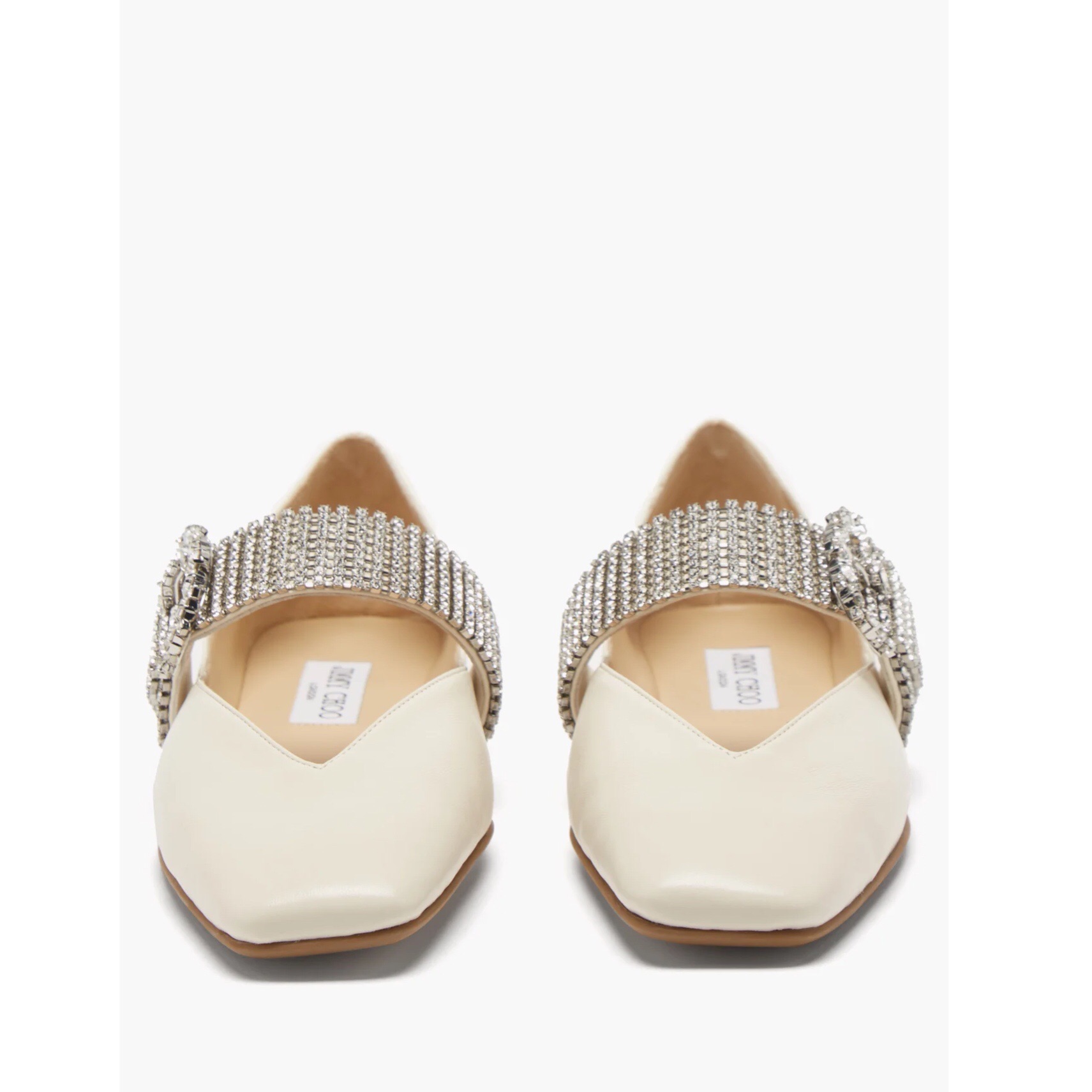 Lookbook Jimmy Choo Krista 'Putih Gading' KRISTAFLATWZC-LATTECRYSTAL