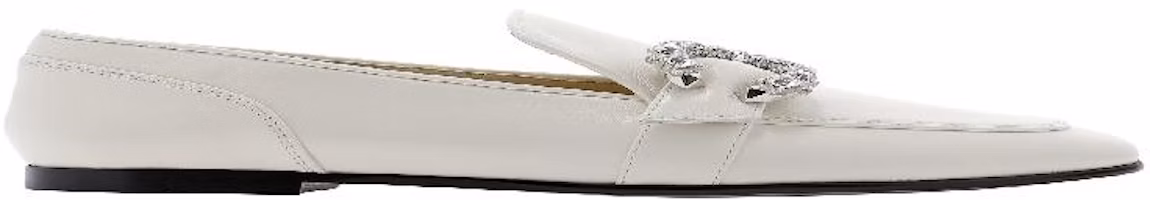 Jimmy Choo Mani Flat Loafers 'White Casual' MANI-FLAT-AYULATTE/CRYSTAL Jimmy Choo Mani Flat Loafers 'White Casual' MANI-FLAT-AYULATTE/CRYSTAL