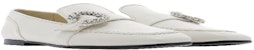 Jimmy Choo Mani Flat Loafers 'Putih Kasual' MANI-FLAT-AYULATTE/CRYSTAL