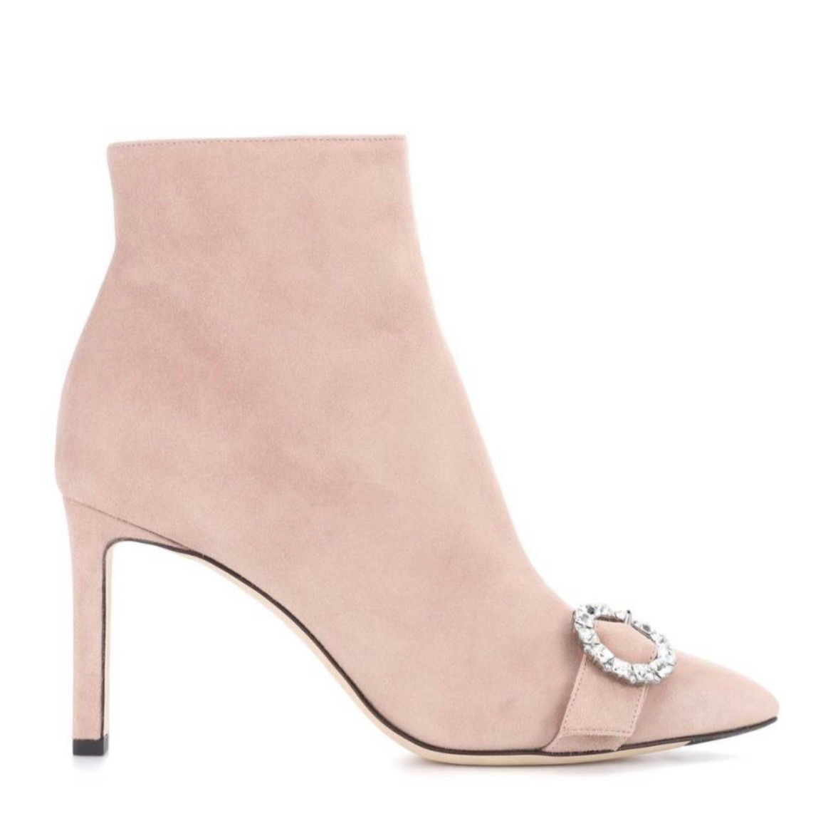 Jimmy Choo Suede Pointed-Toe Short Boots with Crystals