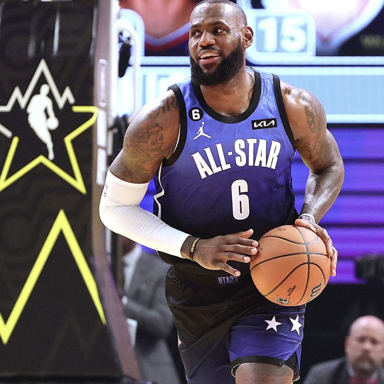 Lookbook 喬丹2023全明星賽NBA球衣LeBron James 6號藍色籃球背心 DX6336-501