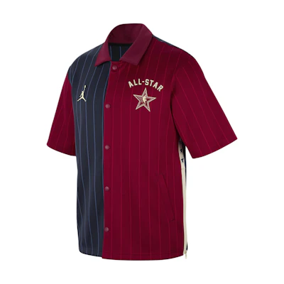 Jordan 2024 All-Star Weekend Showtime Letter Print Button-Up Jacket - Red/Navy/Brown FN5884-698