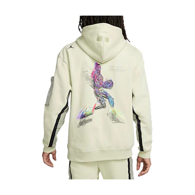Jordan 23 Engineered Green Hoodie with Basketball Graffiti Print for Men DJ0202-371