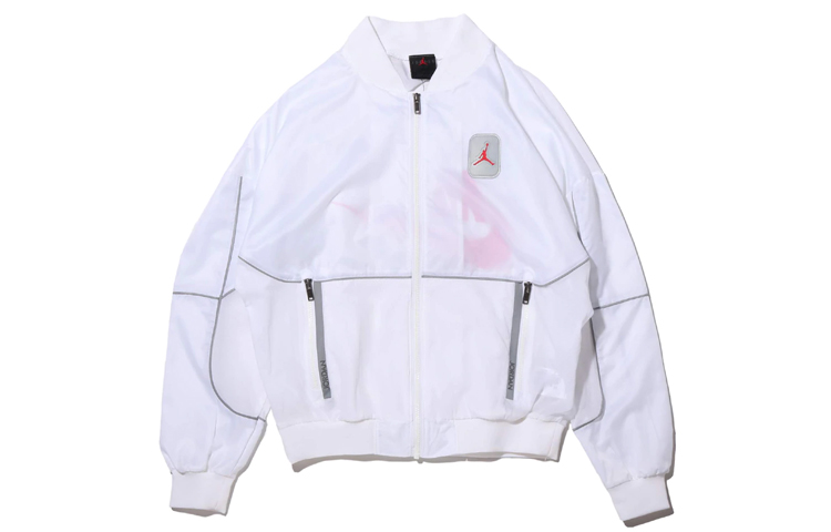 Jordan 5 Legacy Taffeta Nylon Patchwork Bomber Jacket White CU1667-100