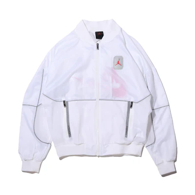 Jordan 5 Legacy Taffeta Nylon Patchwork Bomber Jacket White CU1667-100