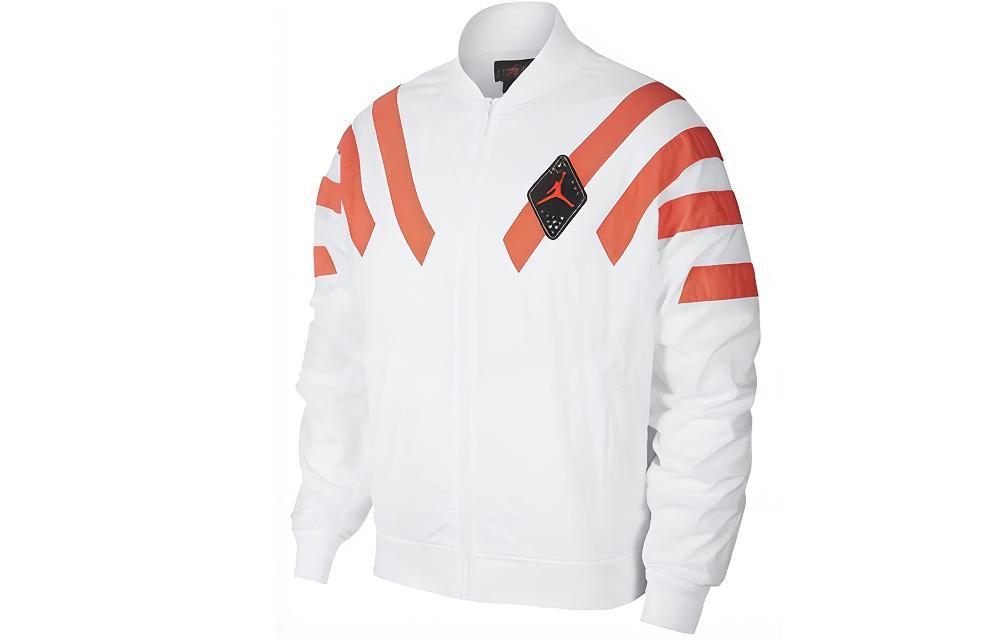 Jordan 6 Retro Legacy Nylon Jacket Multicolor Striped Zip White Red Jacket Bv5406-100