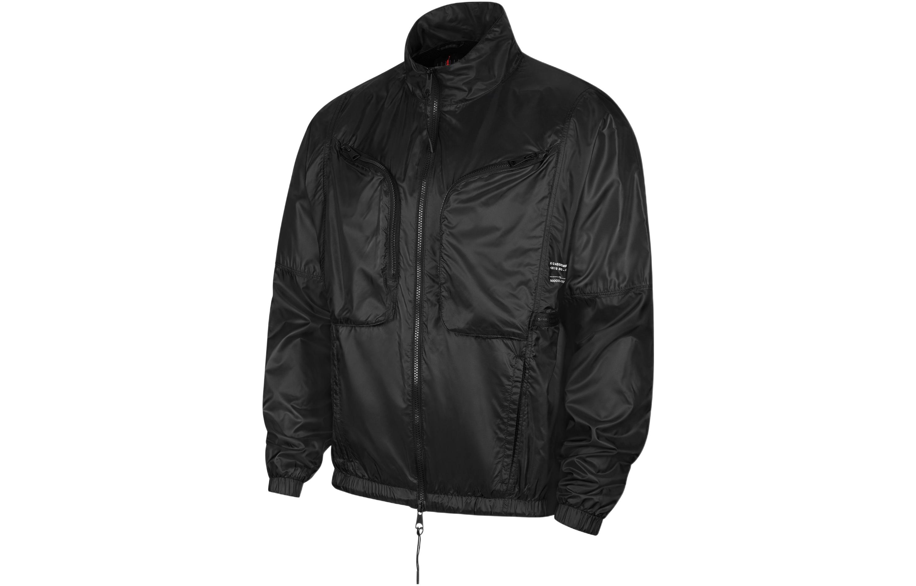 Jordan  Black Solid Zip-Up Multi-Pocket Breathable Jacket DM1864-010