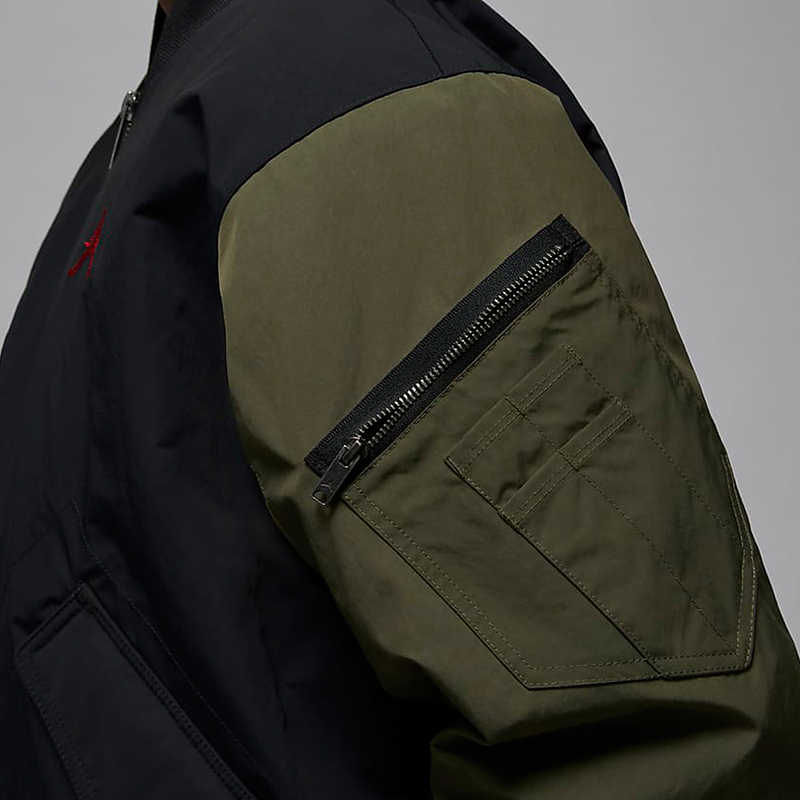 Cheap 乔丹Letterman黑色羊毛拉链夹克 HV5152-045