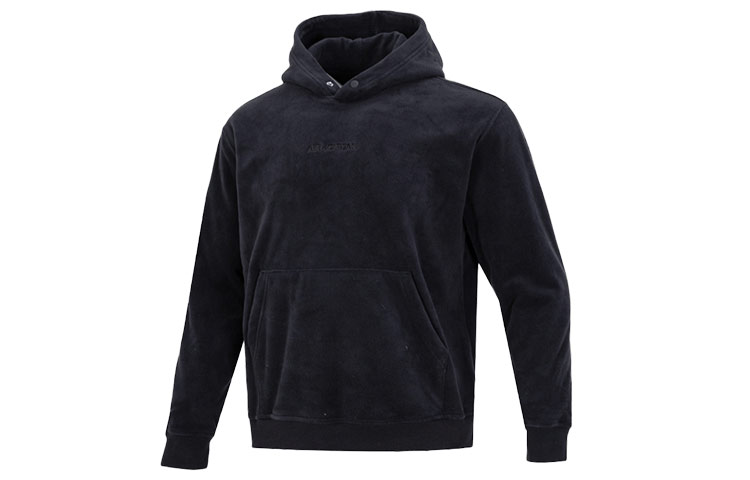 Jordan Air Fleece Hoodie Black Solid Logo Embroidery Casual Wear DV1572-010