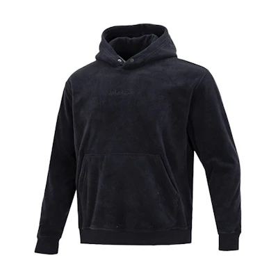 Jordan Air Fleece Hoodie Black Solid Logo Embroidery Casual Wear DV1572-010