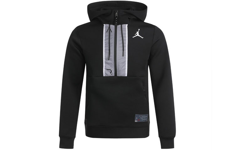 Jordan Air Half-Zip Logo Pullover Sweatshirt Black CK6454-010