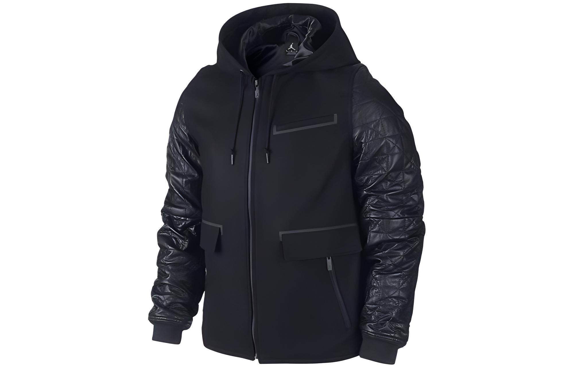 Jordan Air Jordan XI Leather Letterman Hoodie Jacket Black 637482-010