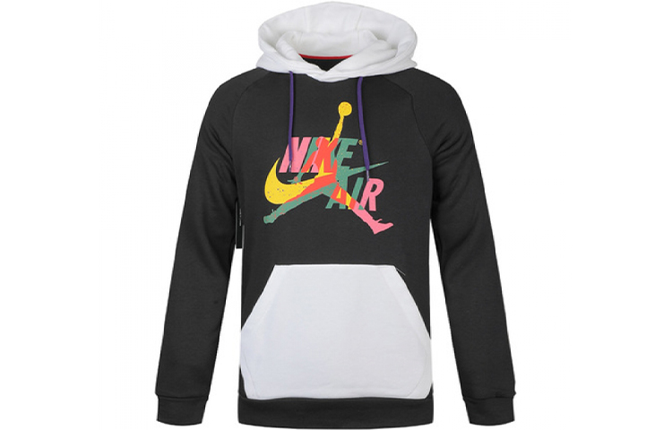 Jordan Air Jumpman Logo Colorblock Fleece Hoodie Black () CU1556-010