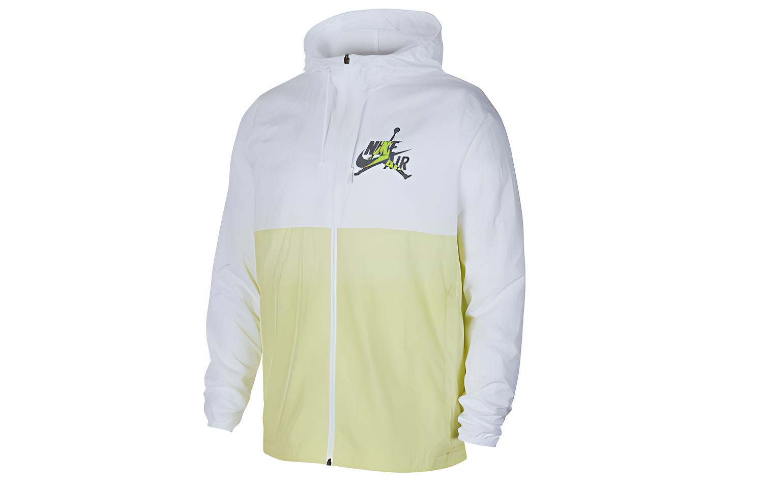 Jordan Air Letter Print Hoodie Jacket White Yellow CK2218-100