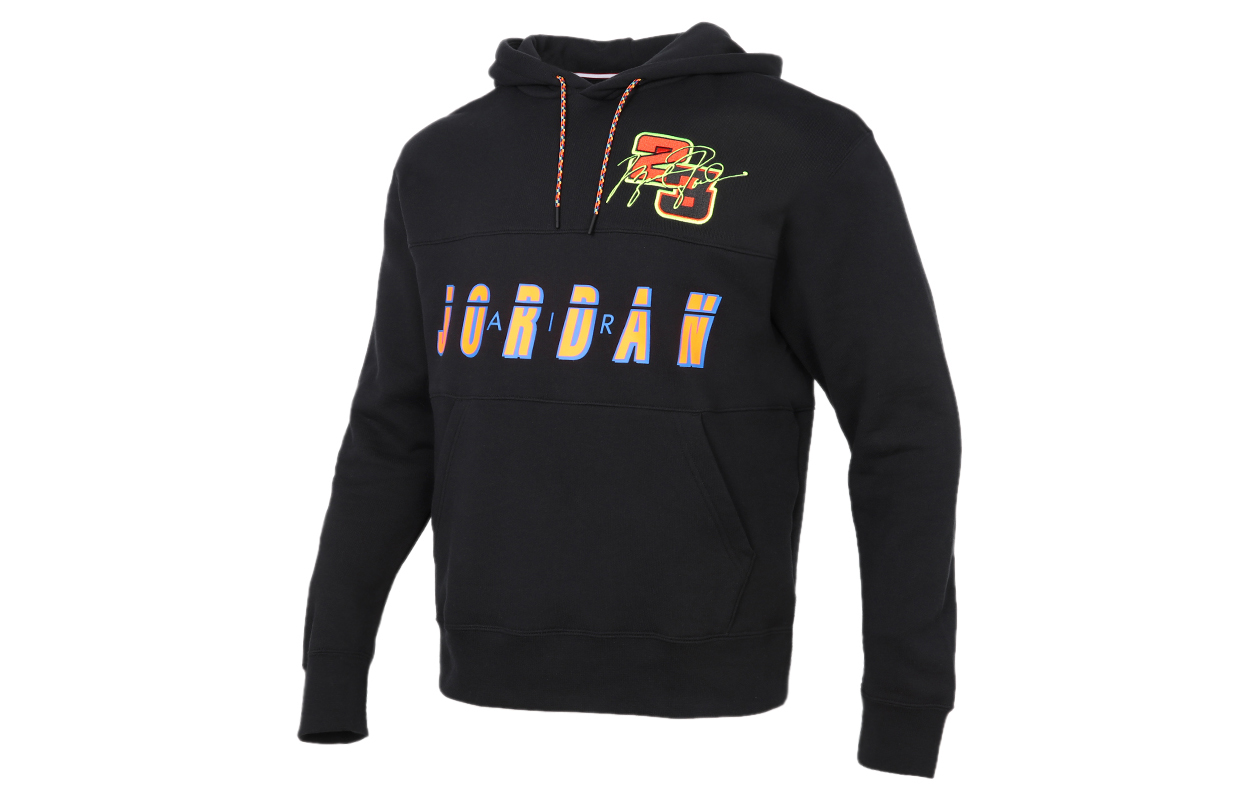Jordan Air Logo Print Pullover Hoodie for Men in Black CV2744-010