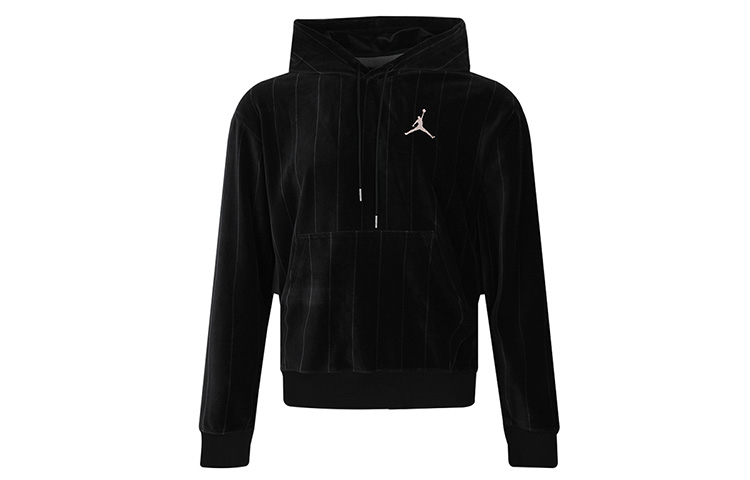 Jordan Air Striped Velvet Pullover Hoodie Black CD5740-010