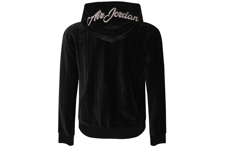 Jordan Air Striped Velvet Pullover Hoodie Black CD5740-010 圖 4
