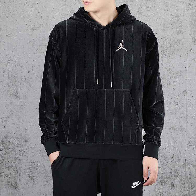 Jordan Air Striped Velvet Pullover Hoodie Black CD5740-010 圖 5