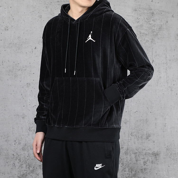Jordan Air Striped Velvet Pullover Hoodie Black CD5740-010 圖 6