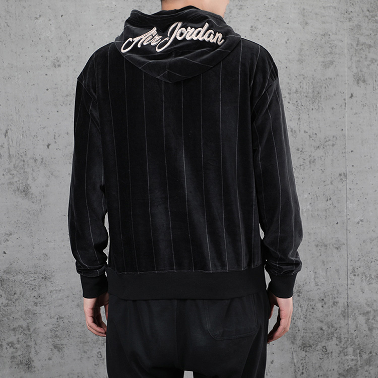 Jordan Air Striped Velvet Pullover Hoodie Black CD5740-010 圖 7