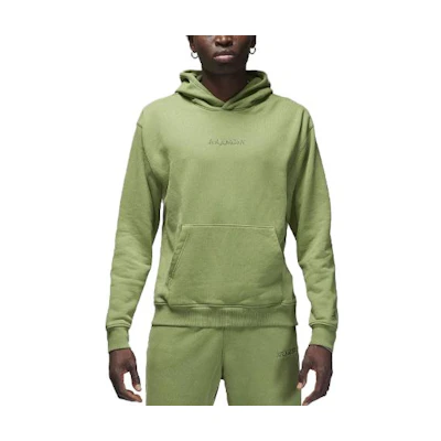 Jordan Air Wordmark Embroidered Hoodie Loose Fit Light Olive FJ1966-340