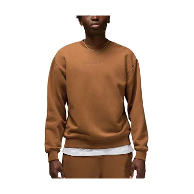 Jordan Air Wordmark Logo Crewneck Sweatshirt Brown-Unisex Loose Fit FJ7788-281