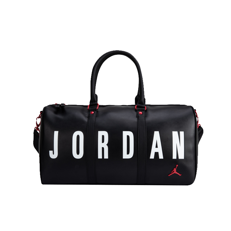 Jordan Alphabet Logo Print Travel Gym Duffle Bag Medium Unisex Black. JD2343014AD-001