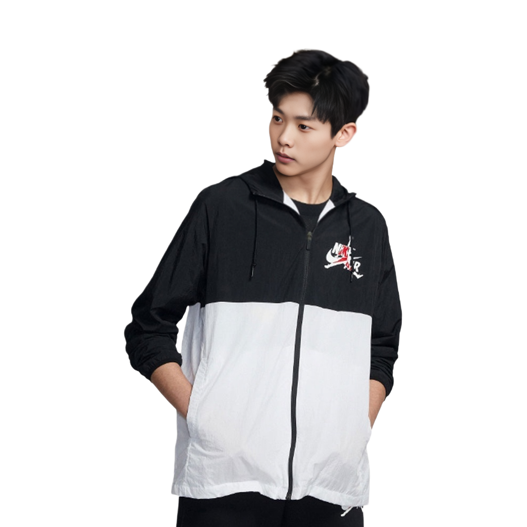 Jordan Alphabet Logo Printed Colorblock Basketball Hoodie Jacket Black/White CK2218-010 圖 4