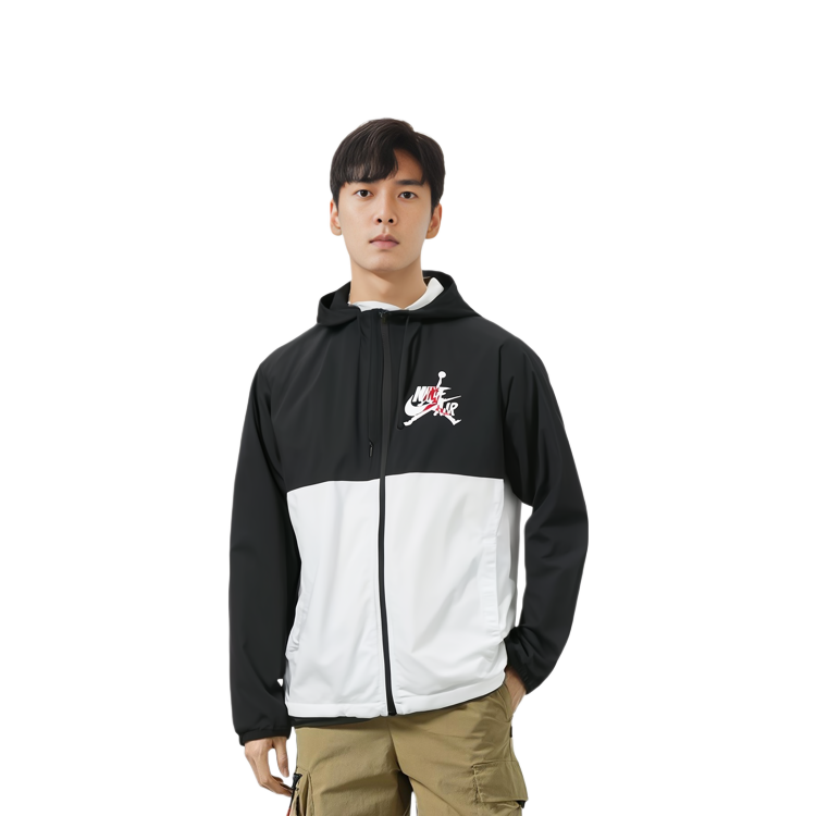 Jordan Alphabet Logo Printed Colorblock Basketball Hoodie Jacket Black/White CK2218-010 圖 5